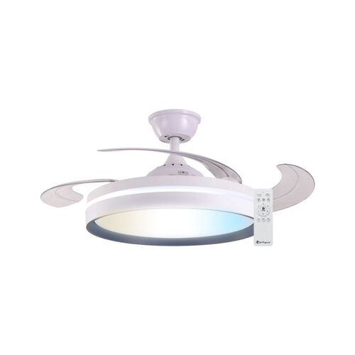 VENTILADOR DE TECHO LODOS, LED CCT, MOTOR DC BLANCO