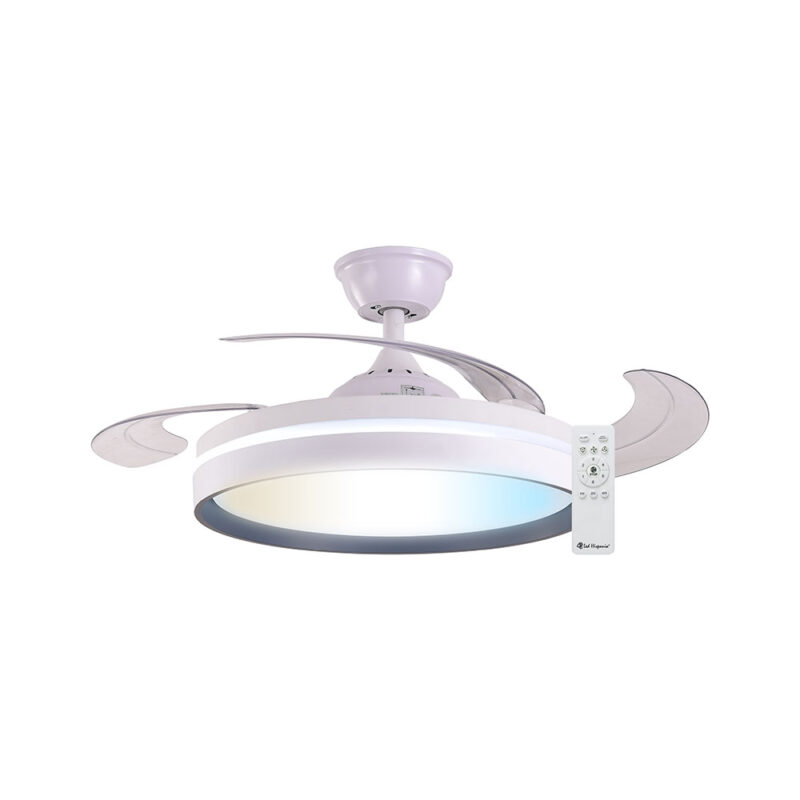 VENTILADOR DE TECHO LODOS, LED CCT, MOTOR DC BLANCO