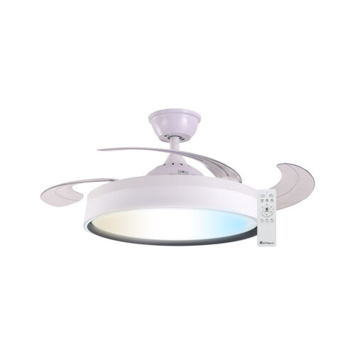 VENTILADOR DE TECHO OSTRO, LED CCT, MOTOR DC BLANCO