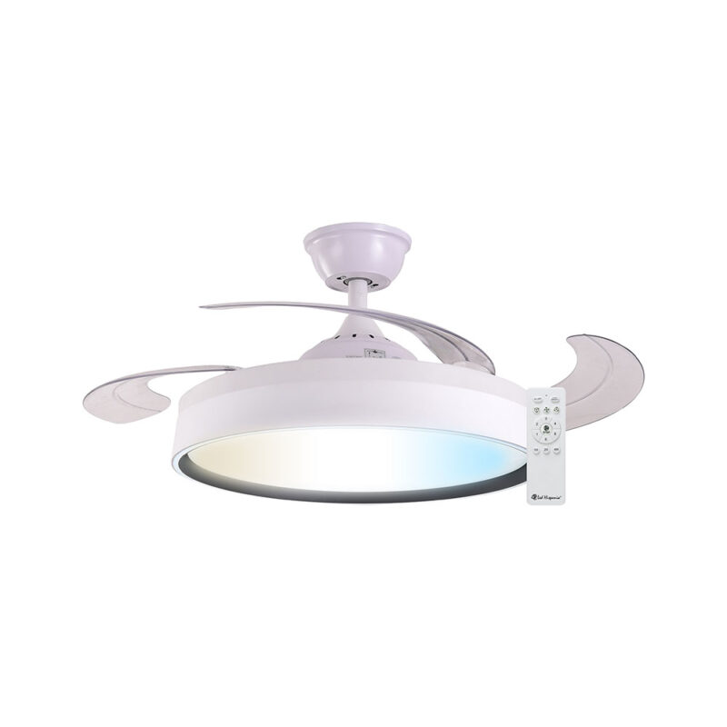 VENTILADOR DE TECHO OSTRO, LED CCT, MOTOR DC BLANCO