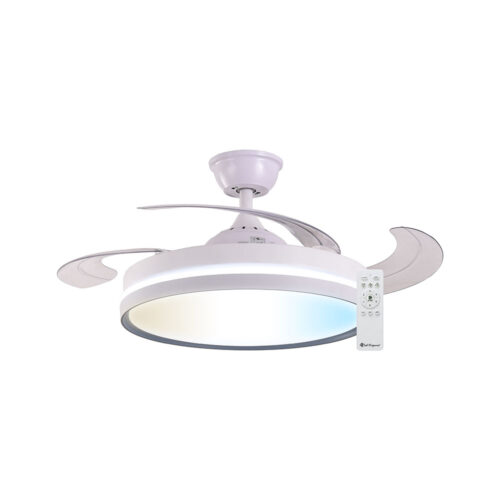 VENTILADOR DE TECHO RINIA, LED CCT, MOTOR DC BLANCO
