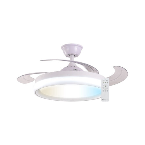 VENTILADOR DE TECHO SIROS, LED CCT, MOTOR DC BLANCO