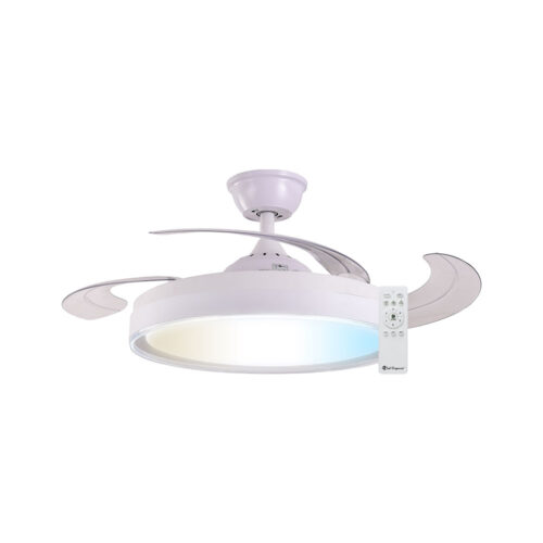 VENTILADOR DE TECHO WIND, LED CCT, MOTOR DC BLANCO