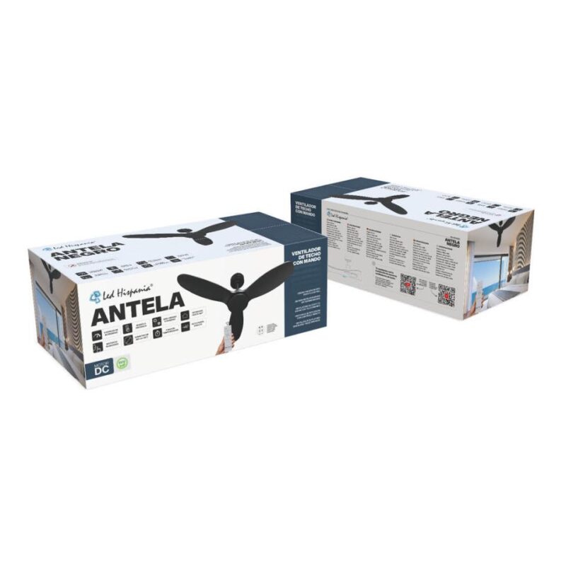 VENTILADOR TECHO DC ANTELA  NEGRO  MANDO  91CM