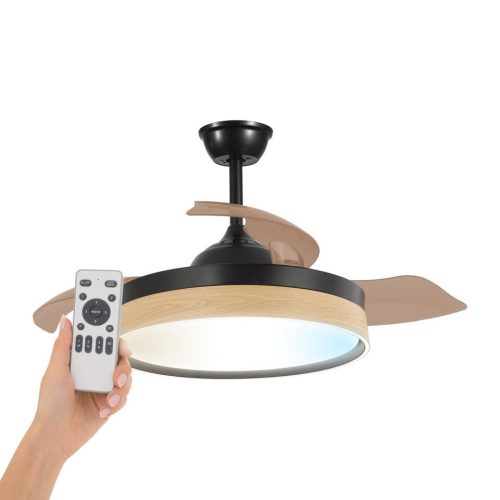 VENTILADOR TECHO POLUX NEGRO  LED CCT  MOTOR DC